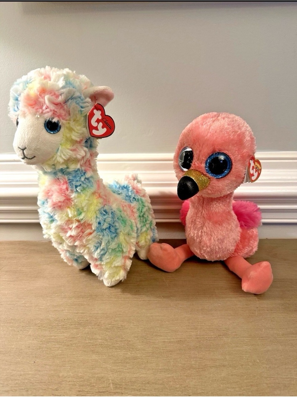 TY Classic Llama Beanie Boo Flamingo with Tags Lola 11 inch Hilda 13 inch Plush